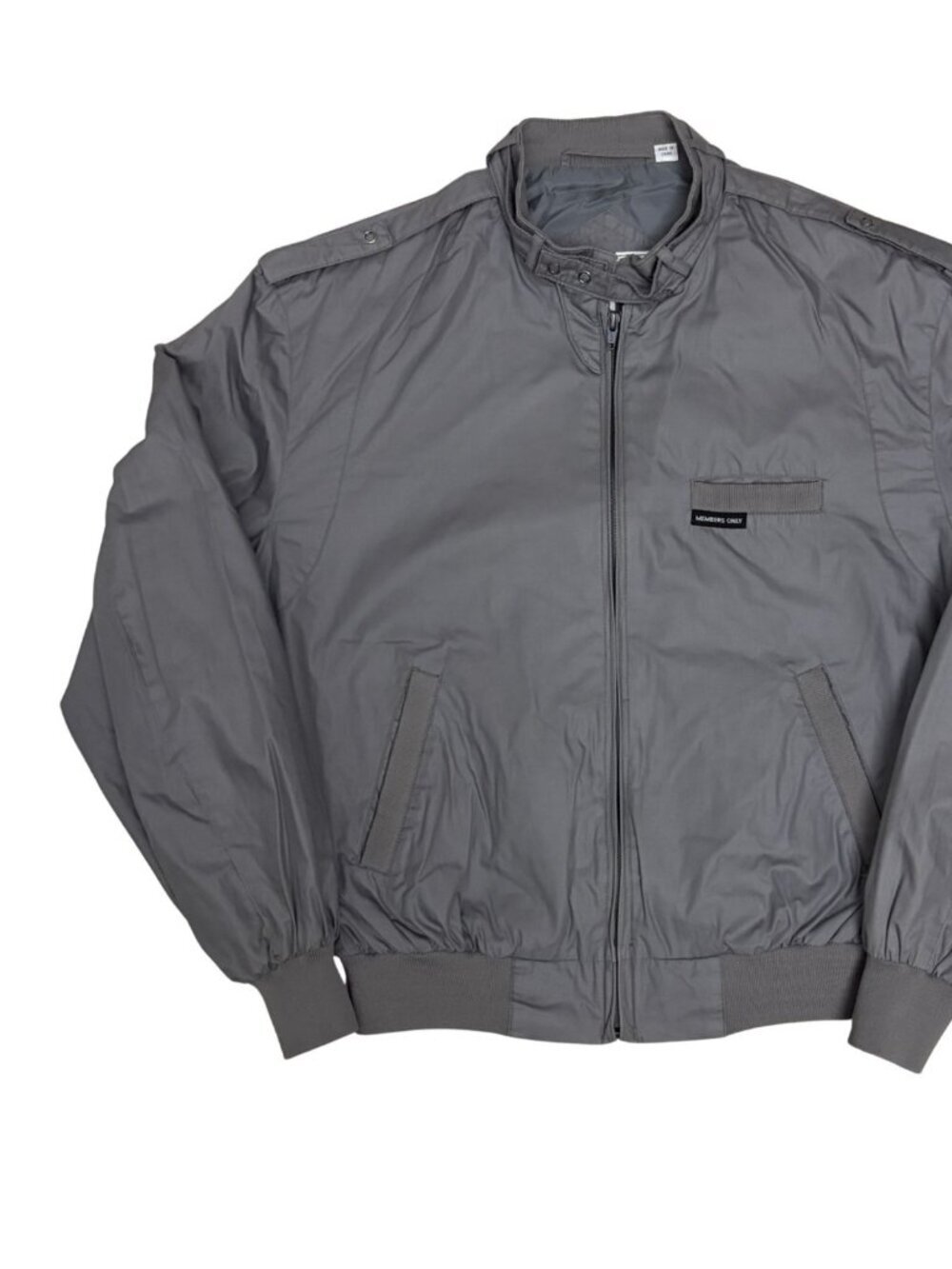 MEMBERS ONLY Vintage 90s Bomber RACER Jacket Grey Business Coat Mens Large